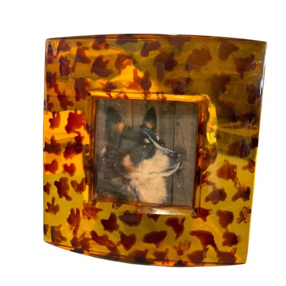 Vintage Picture Frame Acrylic Tortoise Shell - 3.5x3.5 Picture Slot Retro - Picture 5 of 7